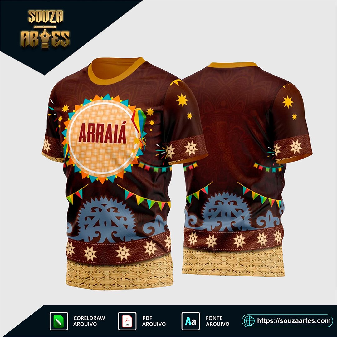 Estampa Vetor Camisa São João 2025 - Arraiá 2025 para Festa Junina|Arte vetorizada para estampa de camisa São João 2025 - Arraiá 2025, no formato 2D, disponível para edição no CorelDRAW X7