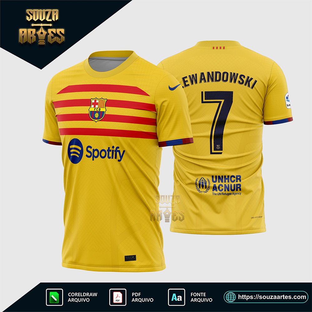 Arte Vetor Camisa Barcelona Quarta 2022-2023 Corel Draw X7 para sublimação