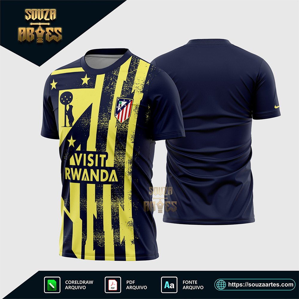 Arte Vetor Camisa Atlético Madrid Pré-Jogo 2025-2026 Corel Draw X7 para sublimação