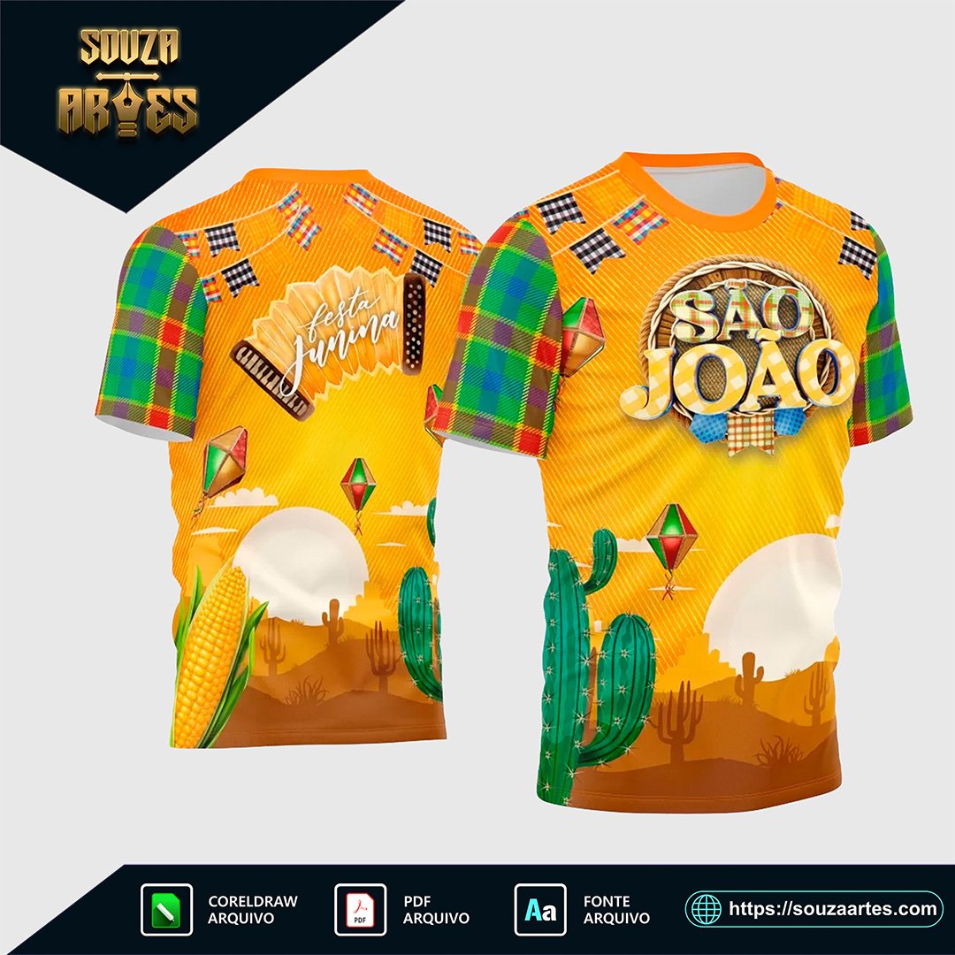 Estampa vetor digital para camisa São João 2025 - Festa Junina em Corel Draw|Estampa vetor digital para camisa São João 2025 - Festa Junina em Corel Draw
