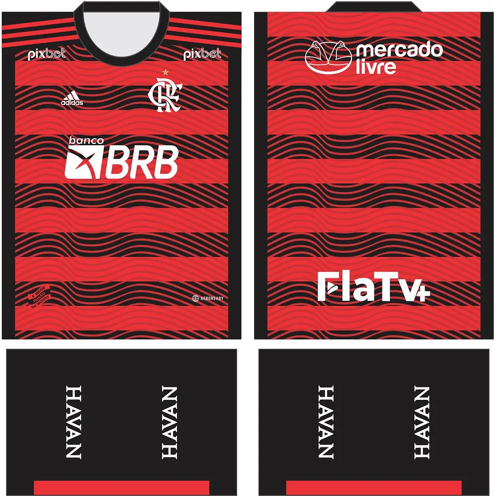 Template Camisa Futebol Flamengo Local 2022-2023