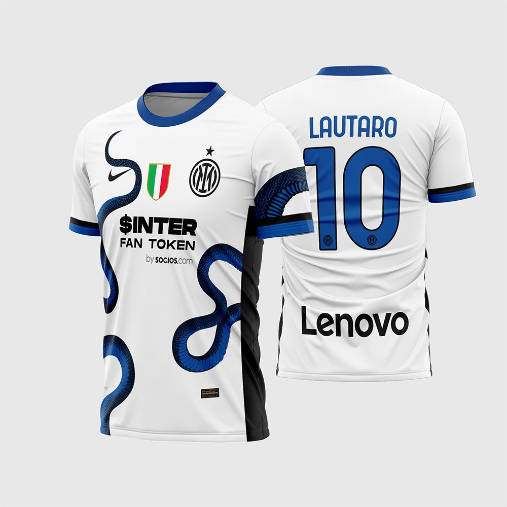 Arte Vetor Camisa Inter de Milão Reserva 2021 2022 Branca Estampa Cobra Biscione Lautaro para Sublimação