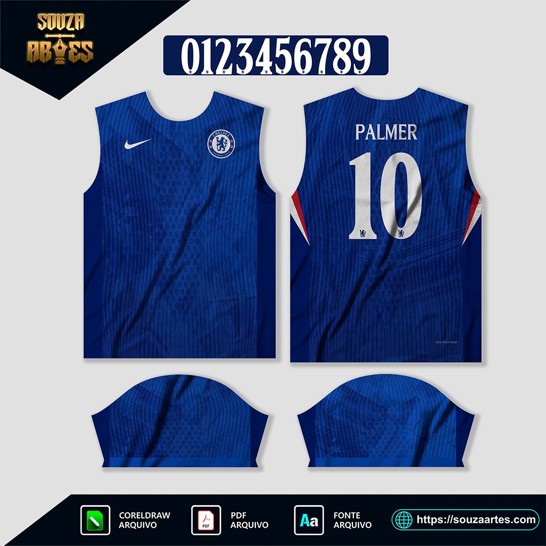 Arte Vetor Camisa Chelsea Titular 2025 - 2026 Corel Draw X7 para sublimação| — imagem 2