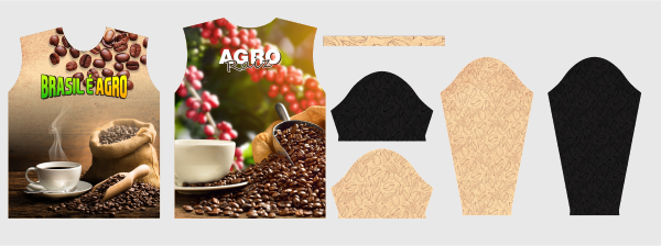 Design vetorizado de camisa Café do Brasil - setor agro, disponível em Corel e PDF|Arte vetorial de camisa temática Agro 2025, com destaque para o símbolo do café brasileiro e o conceito 'Brasil e Agro' em tons de verde. — imagem 2