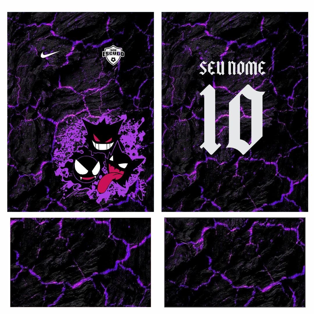 Design Exclusivo Arte Vetor Gengar Nike Interclasse 2024 - Alta Qualidade para Personalização de Camisas e Produtos de Tecido. Ideal para Sublimação e Eventos Escolares.|Imagem do design exclusivo da Arte Vetor Gengar Nike Interclasse 2024. Com detalhes nítidos e um visual moderno, a arte destaca o icônico Gengar em uma pose dinâmica, ideal para personalização de camisas e produtos de tecido. Perfeita para eventos de interclasse, garantindo um visual único e impactante. — imagem 2