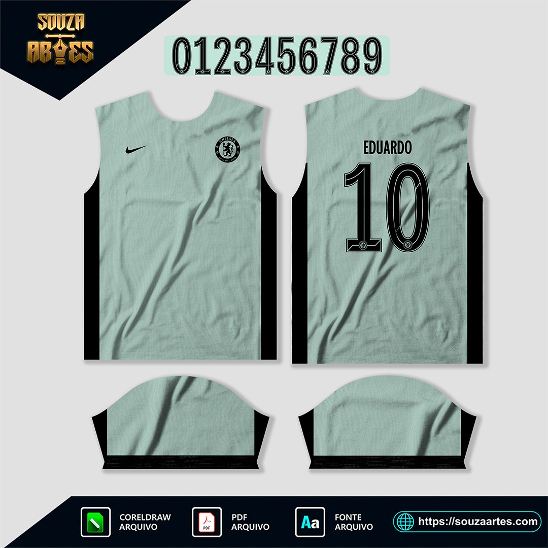 Arte Vetor Camisa Chelsea Terceira 2023 - 2024 Corel Draw X7 para sublimação|Arte Vetor Camisa Chelsea Terceira 2023 - 2024 Corel Draw X7 para sublimação — imagem 2