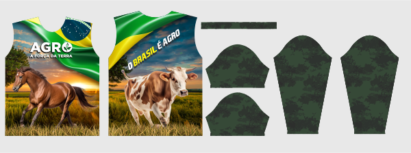 Arte Vetor Camisa Agro 2025 - Cavalo e Boi representando Brasil e Agro em formato editável|Arte vetor de camisa com tema agro 2025, mostrando cavalo e boi como símbolo da força do agro brasileiro. — imagem 2