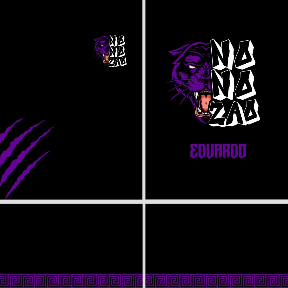 Arte Vetor Camisa Nono Ano Pantera Roxo mod-01 - Design digital editável para personalizar camisas, canecas, moletons e mais. Download imediato após compra.|Visualização da Arte Vetor Camisa Nono Ano Pantera Roxo mod-01 em uma camisa personalizada, mostrando detalhes vibrantes e design exclusivo. — imagem 2