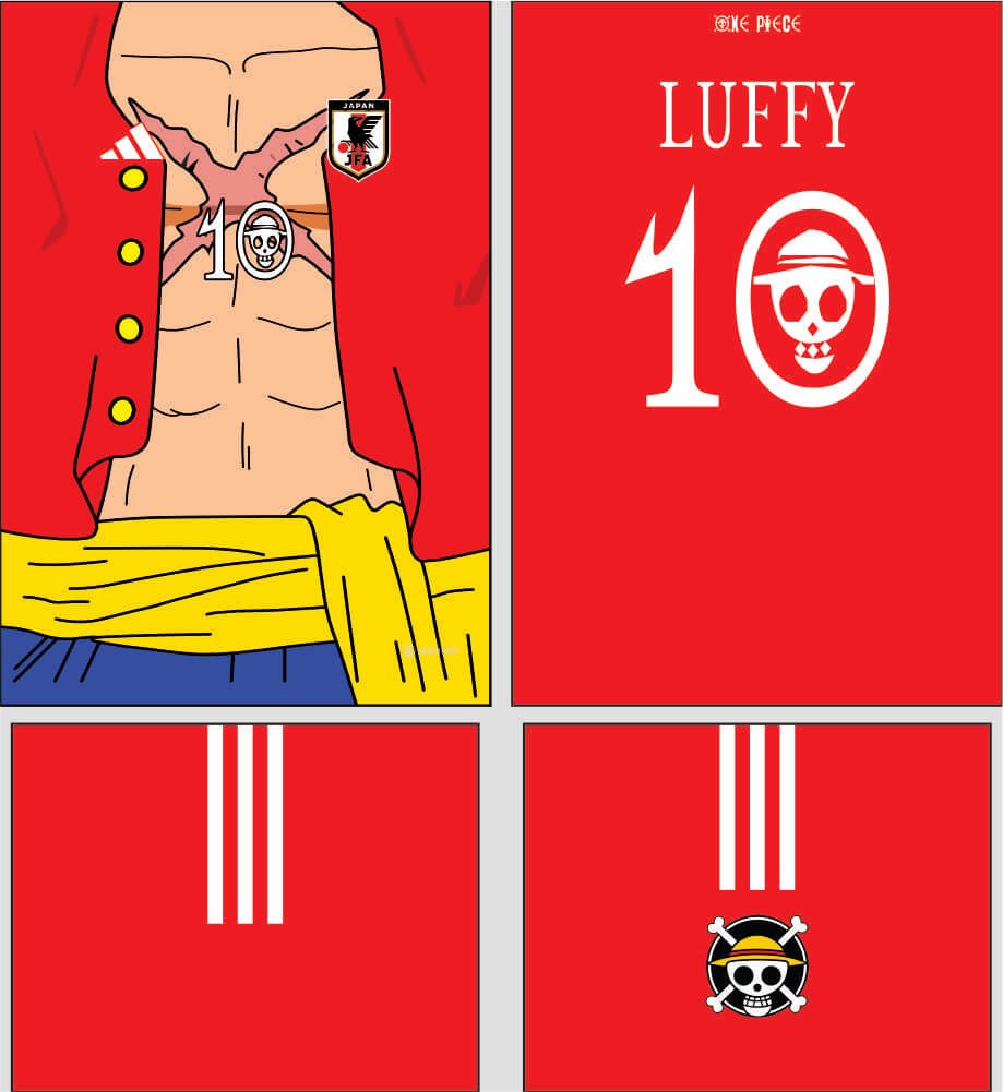 Arte Vetor Camisa Japão Luffy Conceito 2024 - Design Editável em Corel Draw e PDF|Frente da Camisa com Arte Vetor Japão Luffy Conceito 2024 - Design Editável — imagem 2