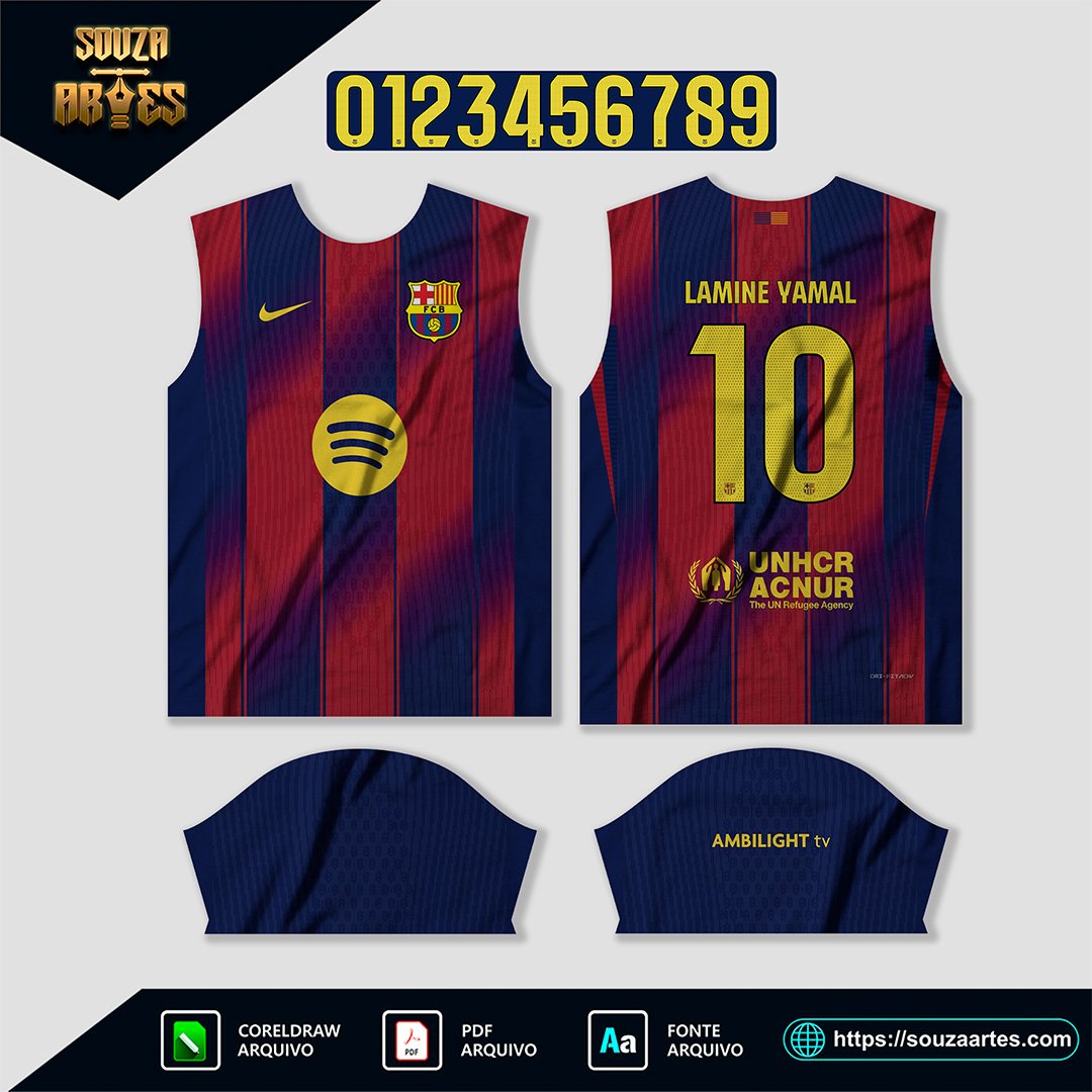 Arte Vetor Camisa Barcelona Local 2025-2026 Corel Draw X7 para sublimação|Arte Vetor Camisa Barcelona Local 2025-2026 Corel Draw X7 para sublimação — imagem 2